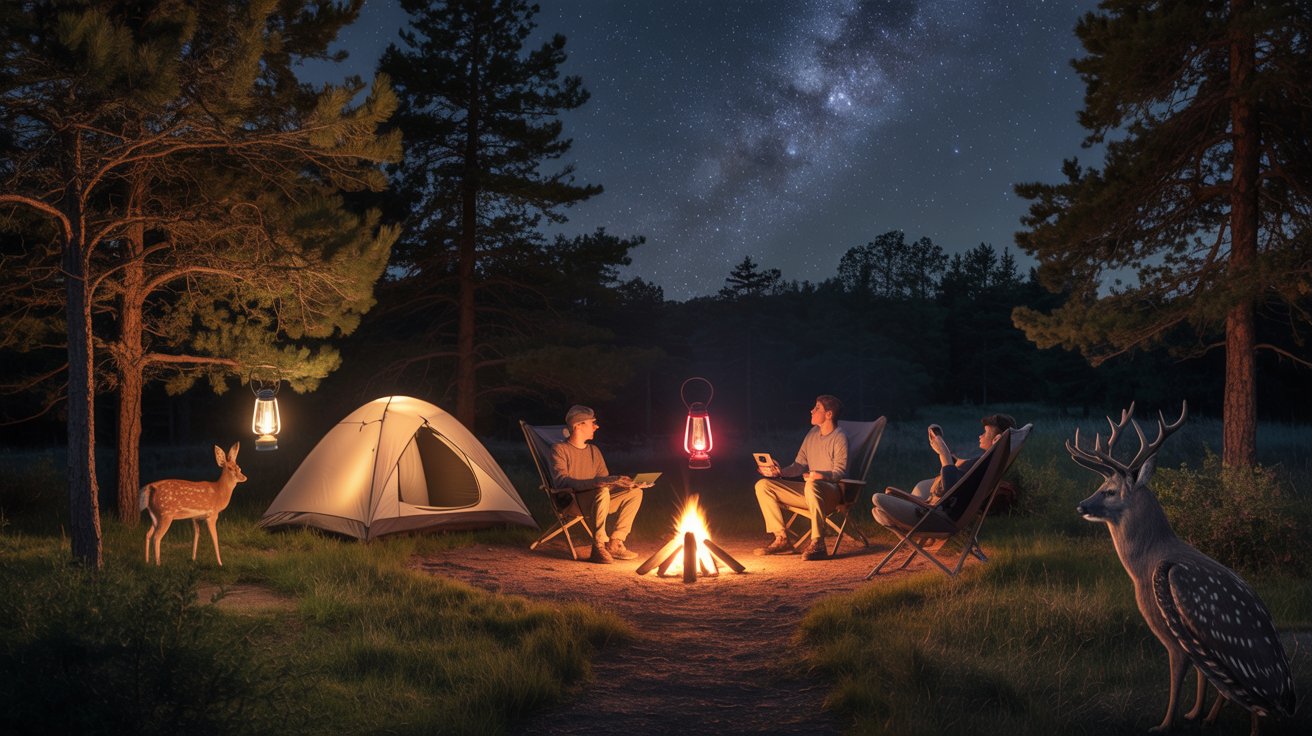 Acampamento Noturno Responsável Iluminação que Não Atrai Insetos nem Perturba a Vida Silvestre
