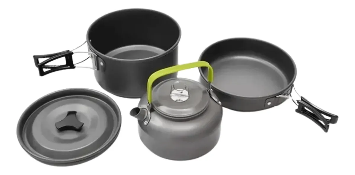 Conjunto Panelas Acampamento Viagem Camping Pesca Compacto