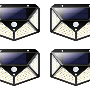 Kit 4 Luminária Solar 100 Led Sensor Presença À Prova D'água