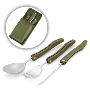 Kit Talheres Colher Garfo Faca Aço Dobráveis Acampamento