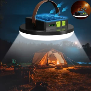 Lampião Lampada Led Camping Recarregável Solar/usb Barraca