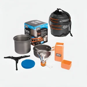 Mini Fogareiro + Conjunto Panela Camping 2 Peça Lheres